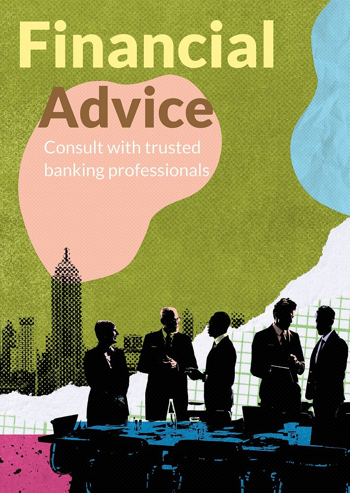 Financial advice poster template, remix media design psd