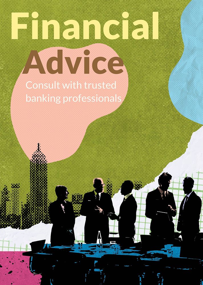 Financial advice poster template, remix media design vector