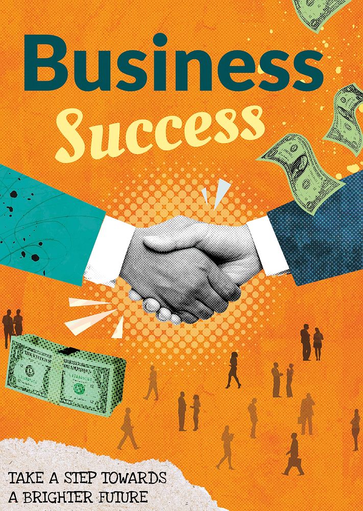 Business success poster template, remix media design vector