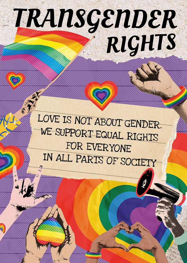 Transgender rights poster template, remix media design psd