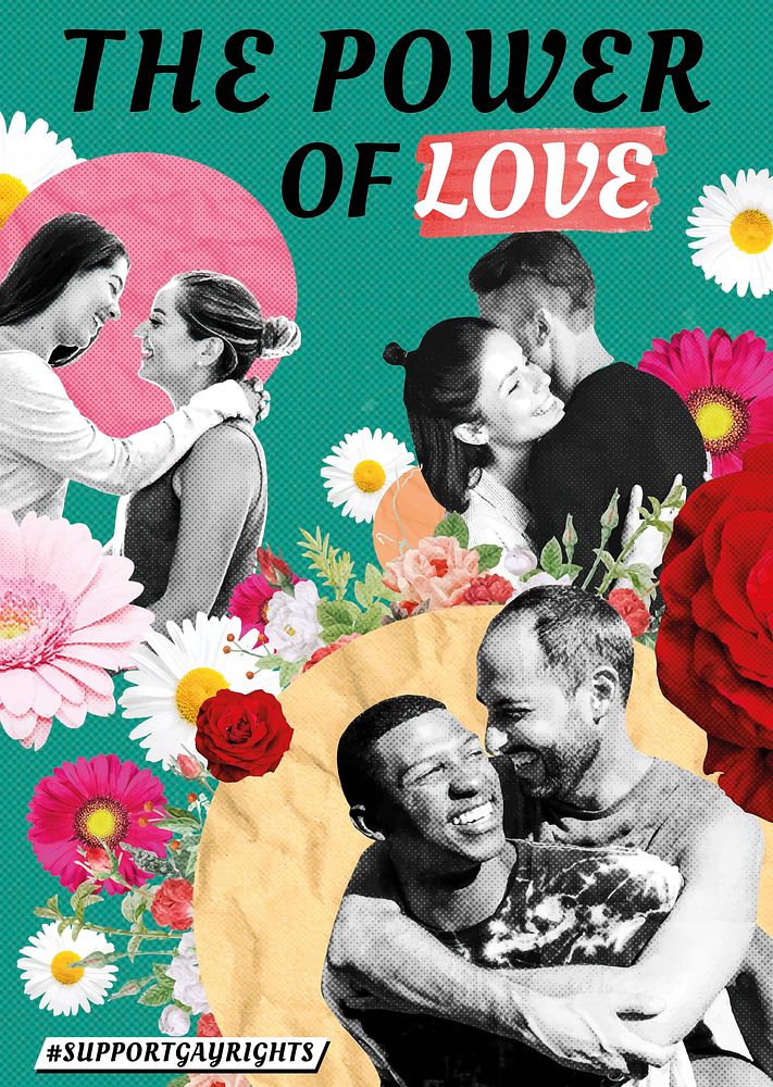 LGBTQ+ Love poster template, remix media design vector