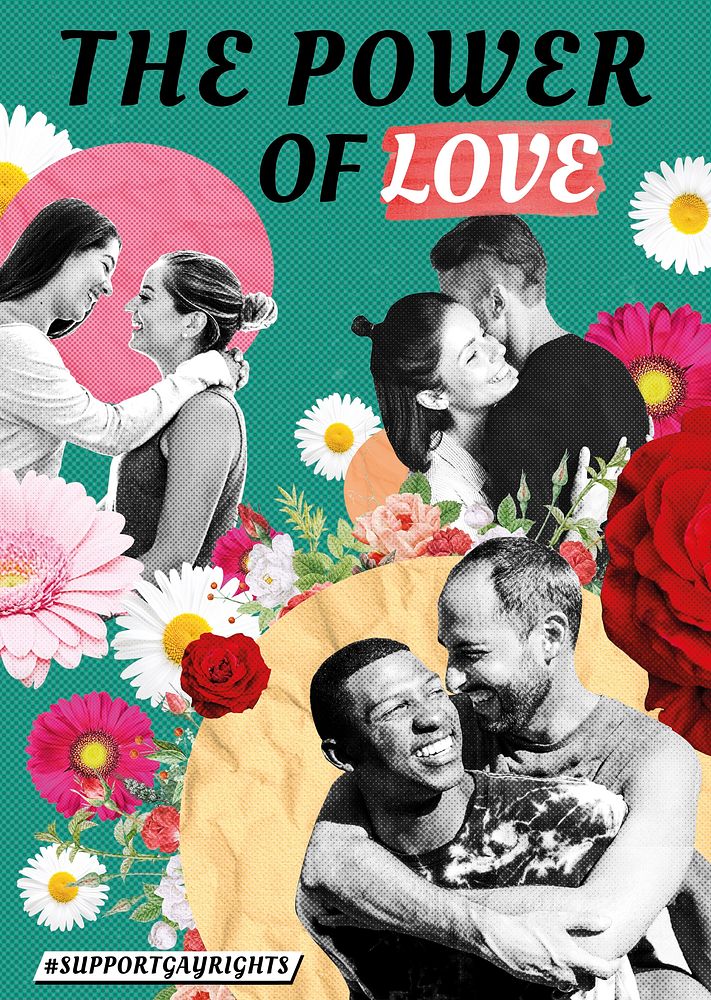 LGBTQ+ Love poster template, remix media design psd