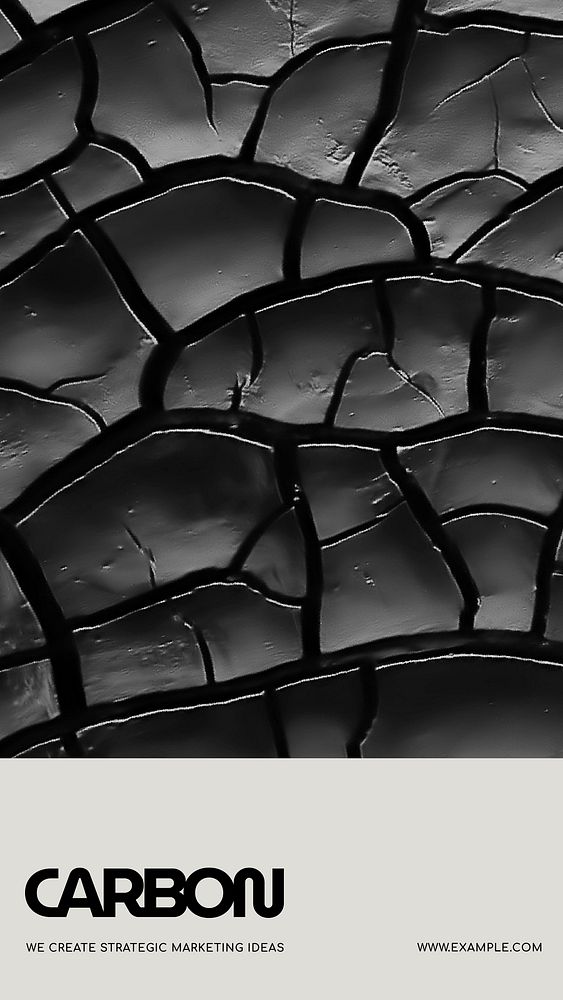 Cracked texture Instagram story template, black minimal design vector