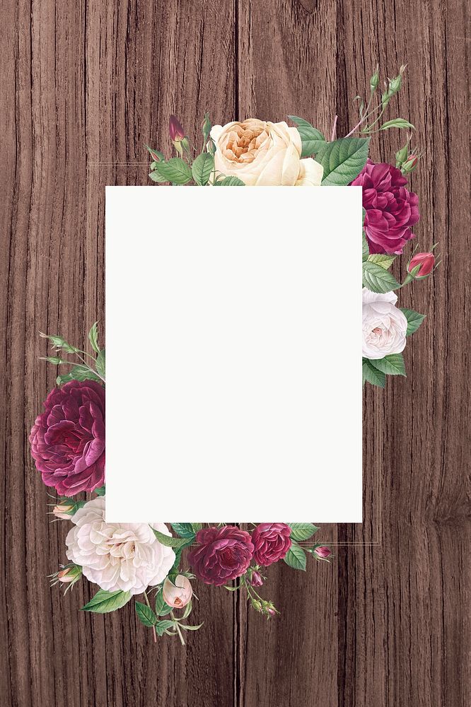 Rectangular frame decorated with roses illustration