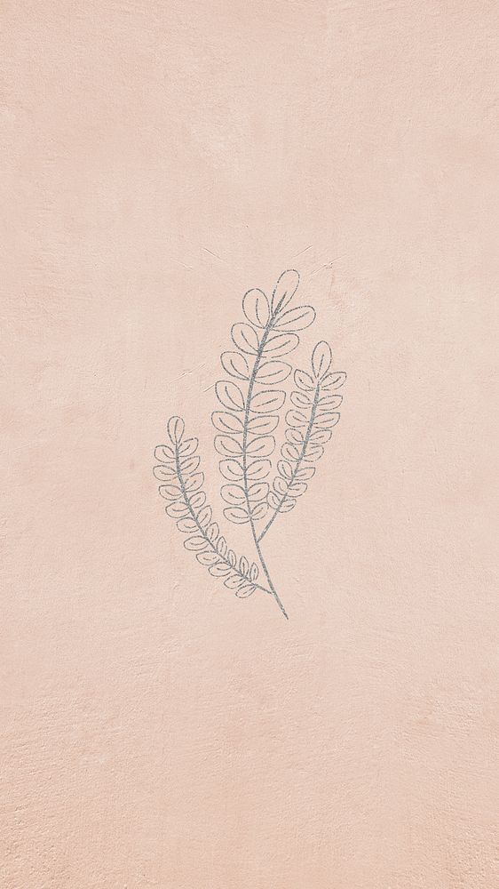 Gray shimmering leaf on a pink background