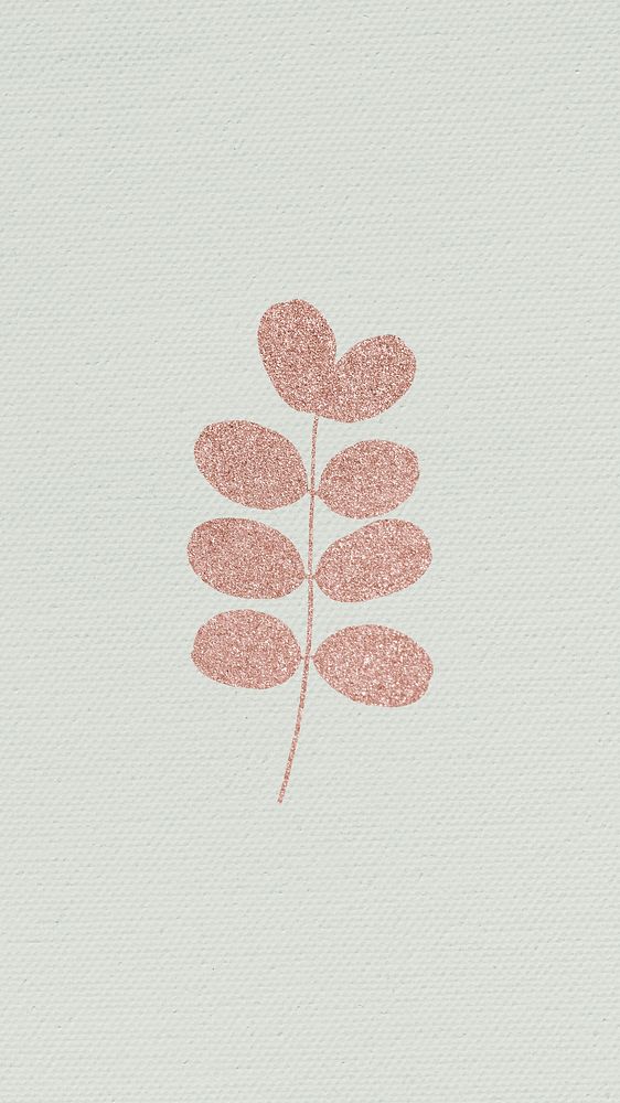 Pink shimmering leaf on a gray background