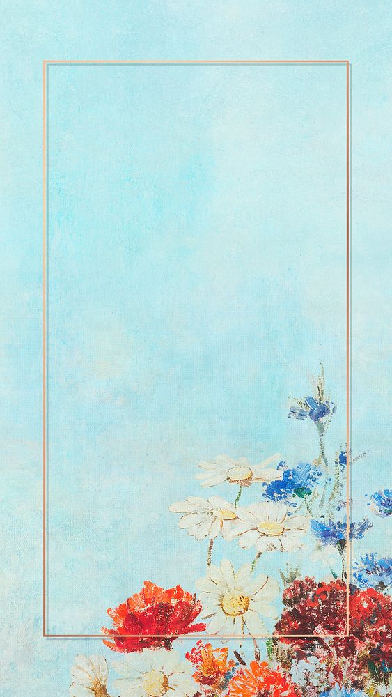 Rectangle shaped frame on a floral wall textured background illustration