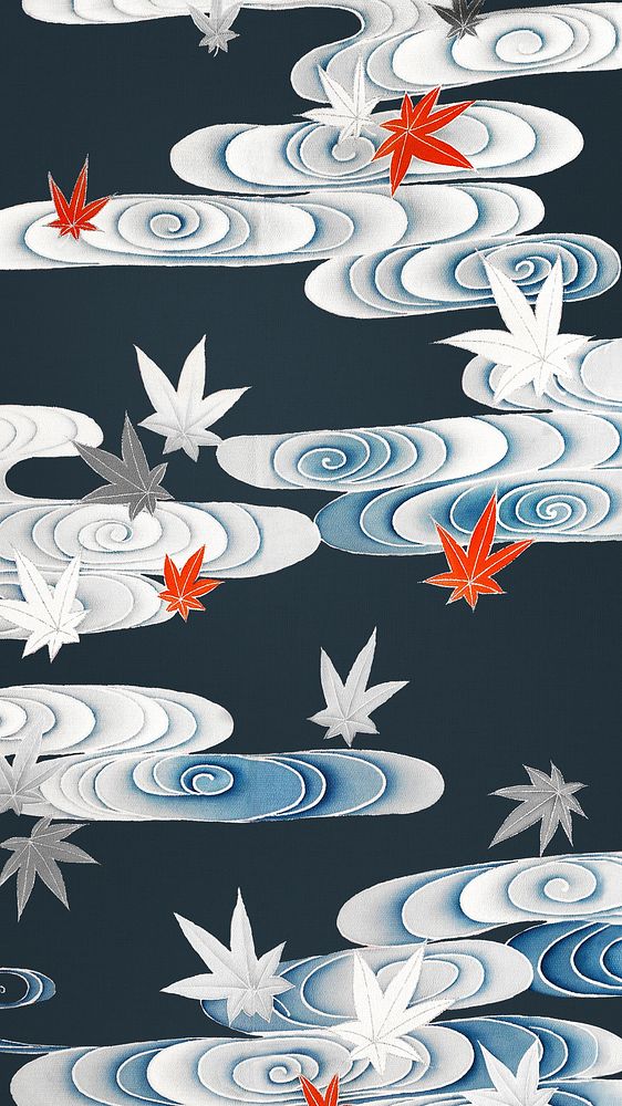 Maple leaves with swirls background