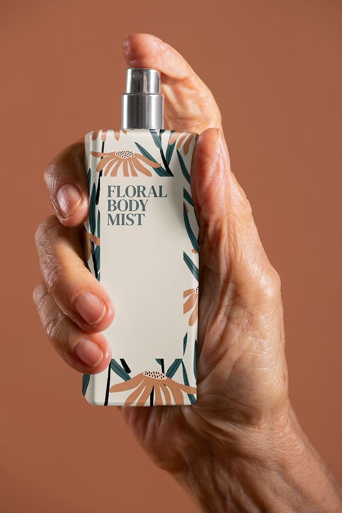 Perfume bottle mockup, beauty product design psd