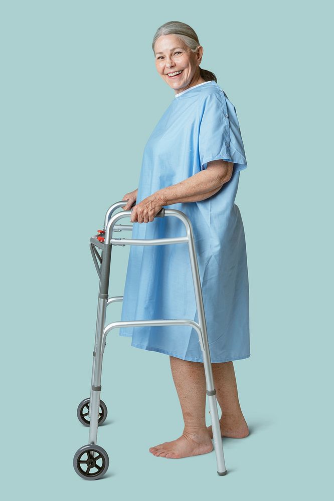 Patient using a zimmer frame 