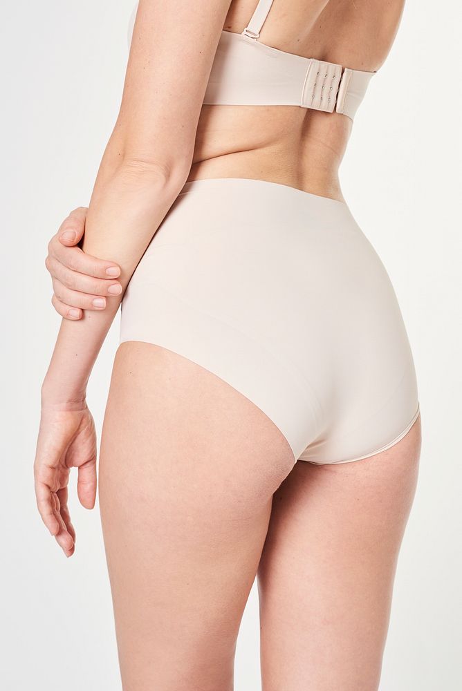 Women's beige underwear set mockup