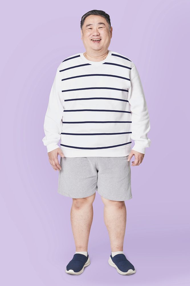 Plus size black and white stripe jumper apparel men's fashion