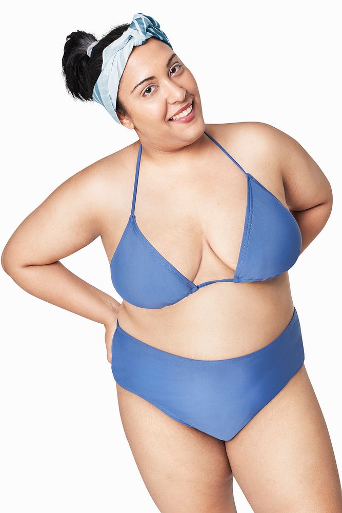 Size inclusive fashion mockup blue bikini apparel