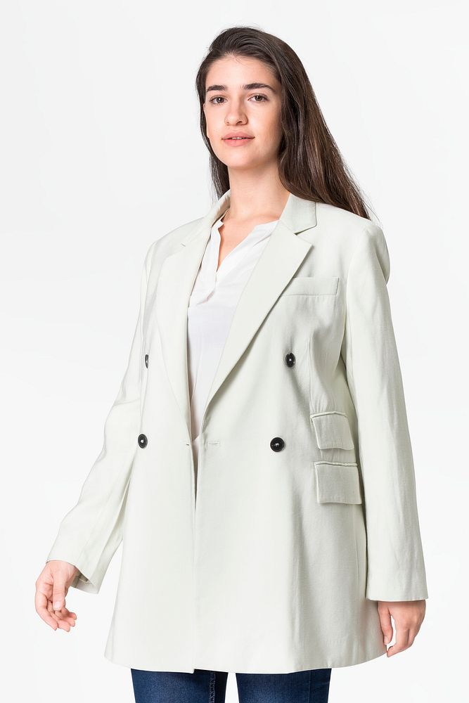 White women&rsquo;s coat outerwear casual fashion
