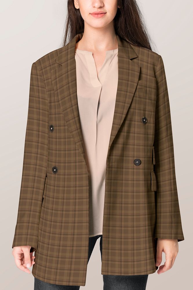 Plaid women&rsquo;s coat outerwear casual fashion with design space