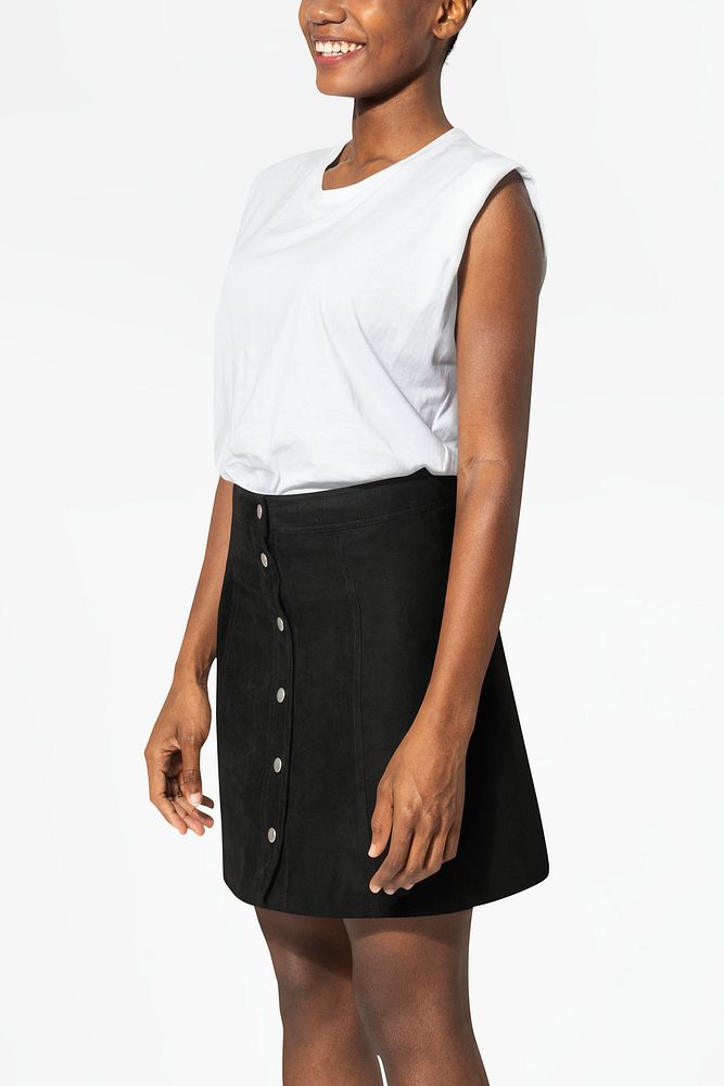 T-shirt mockup psd with a-line skirt casual fashion