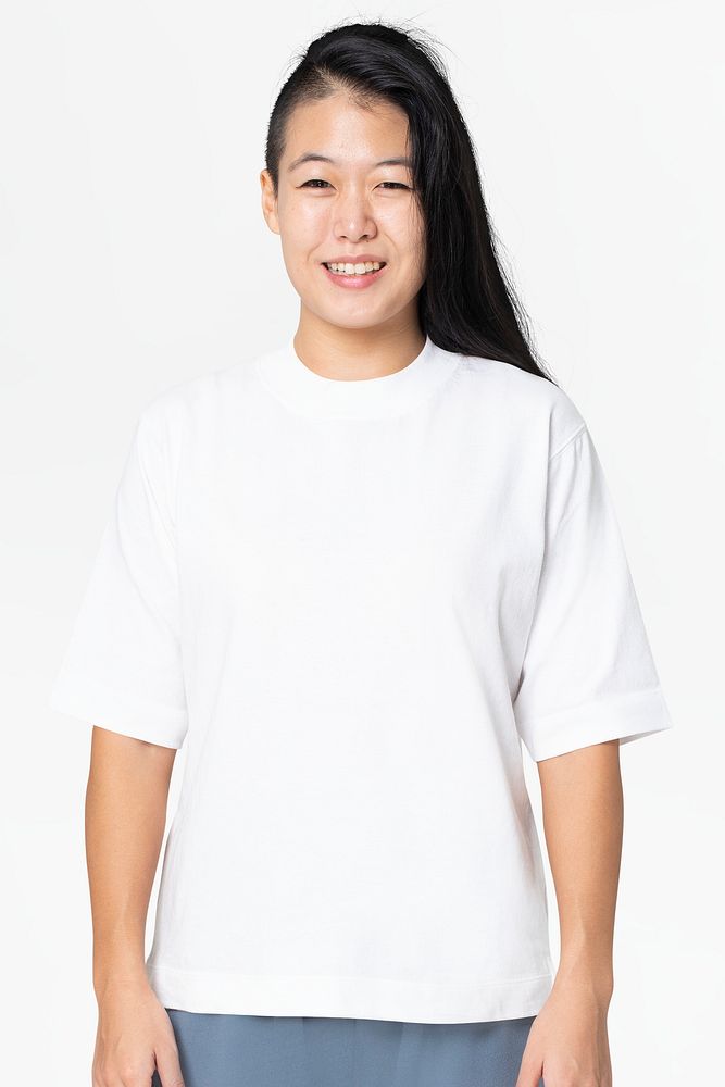 White oversized t-shirt with design space women&rsquo;s casual apparel