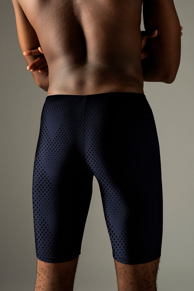 African American in navy leggings for sportswear apparel shoot