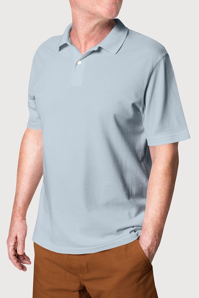 Man wearing basic gray polo shirt apparel