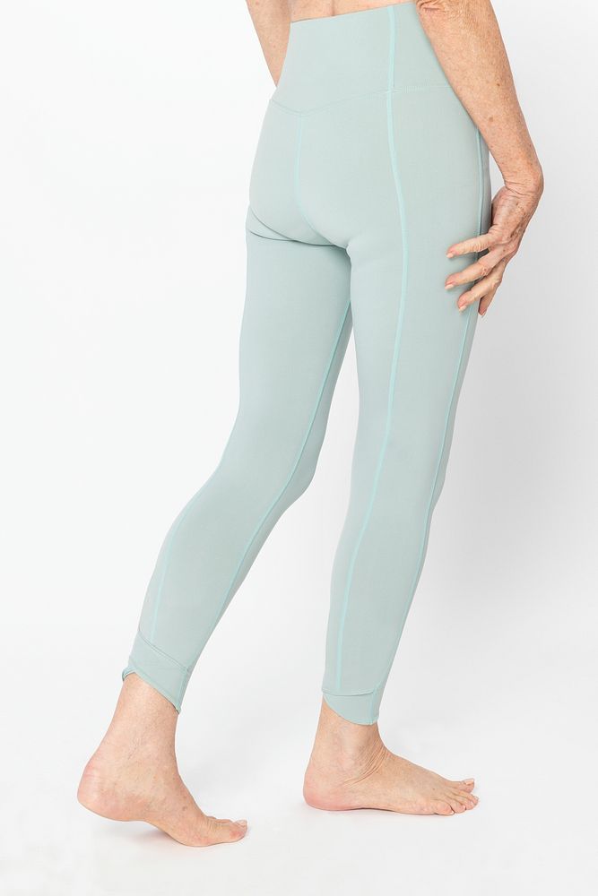 Women&rsquo;s green yoga pants with design space rear view