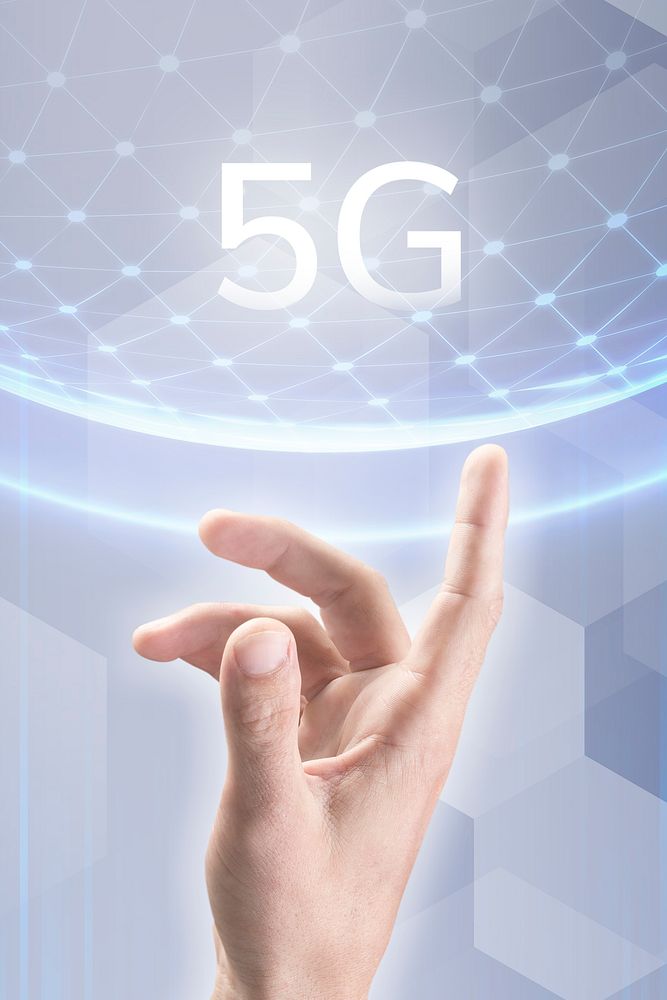 Hand pointing 5G hologram smart technology