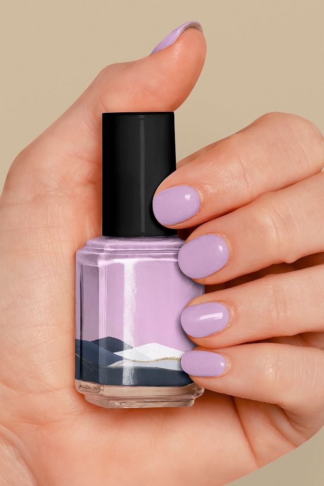 Nail polish bottle mockup, beauty product design psd