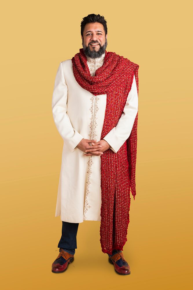 Indian man wearing a kurta with jeans mockup