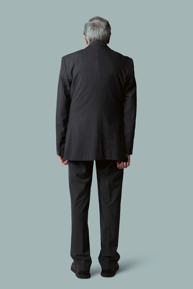 Rear view of a senior businessman in a suit mockup