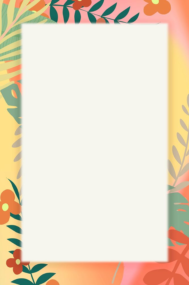 Colorful tropical flowers rectangle frame