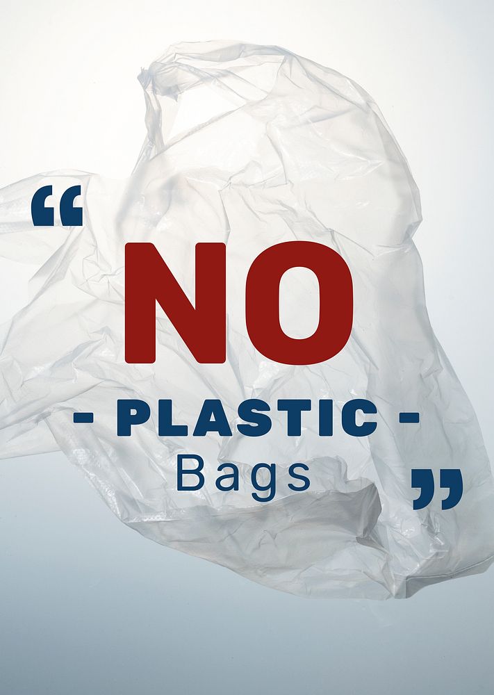 No plastic bag poster template mockup
