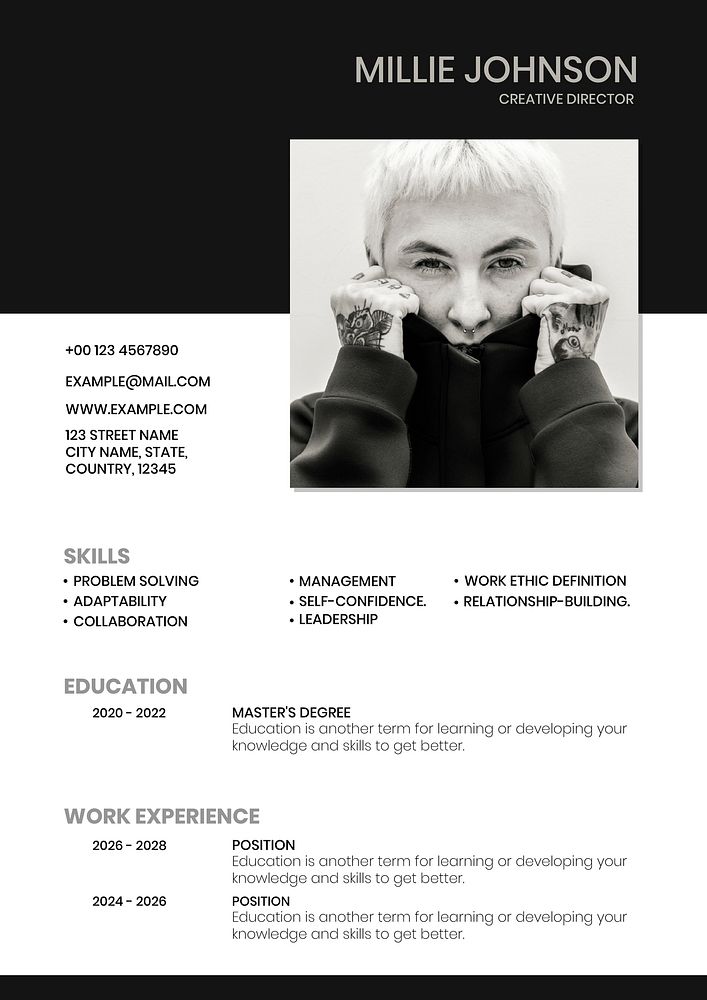 Creative fashion editable CV template vector resume builder