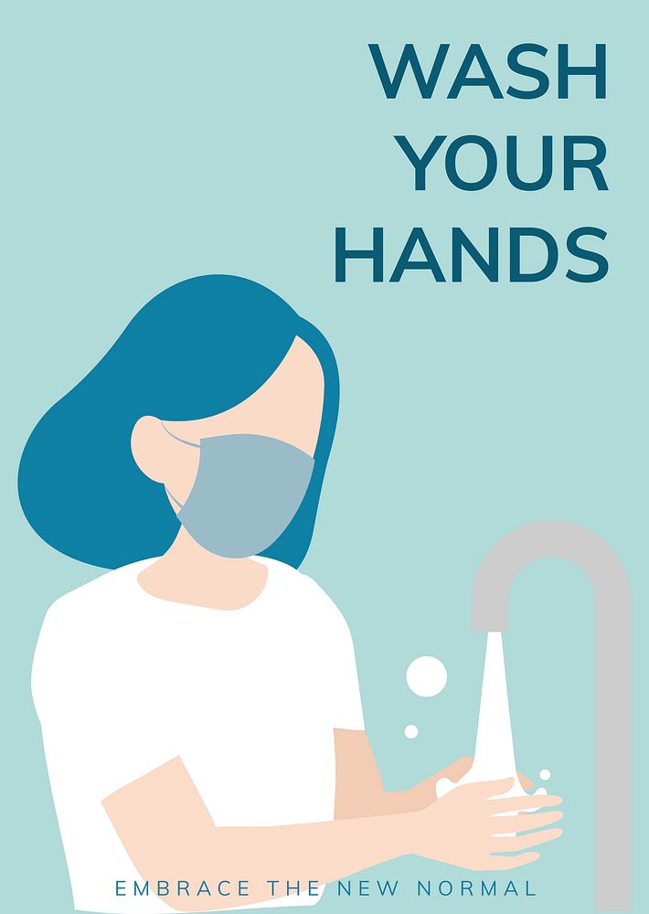 Wash your hands psd template prevent Covid 19