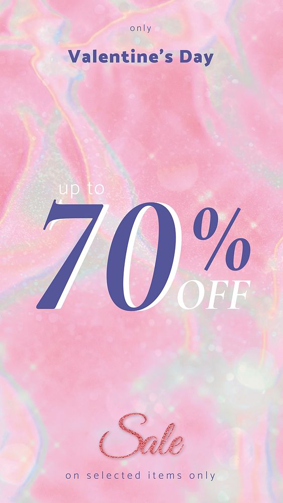 Valentine&rsquo;s day 70% off sale shop ads for social media story post