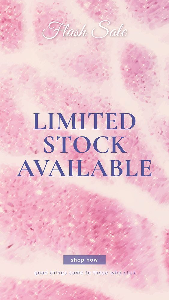 Limited stock available text on iridescent holographic pink background