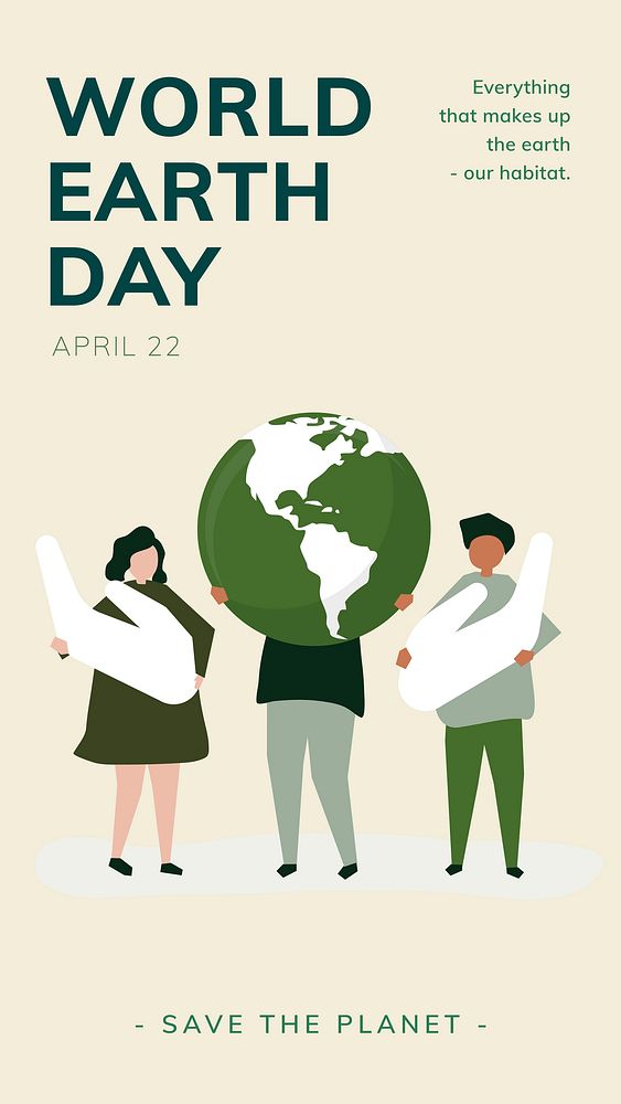 World earth day poster vector editable social media post