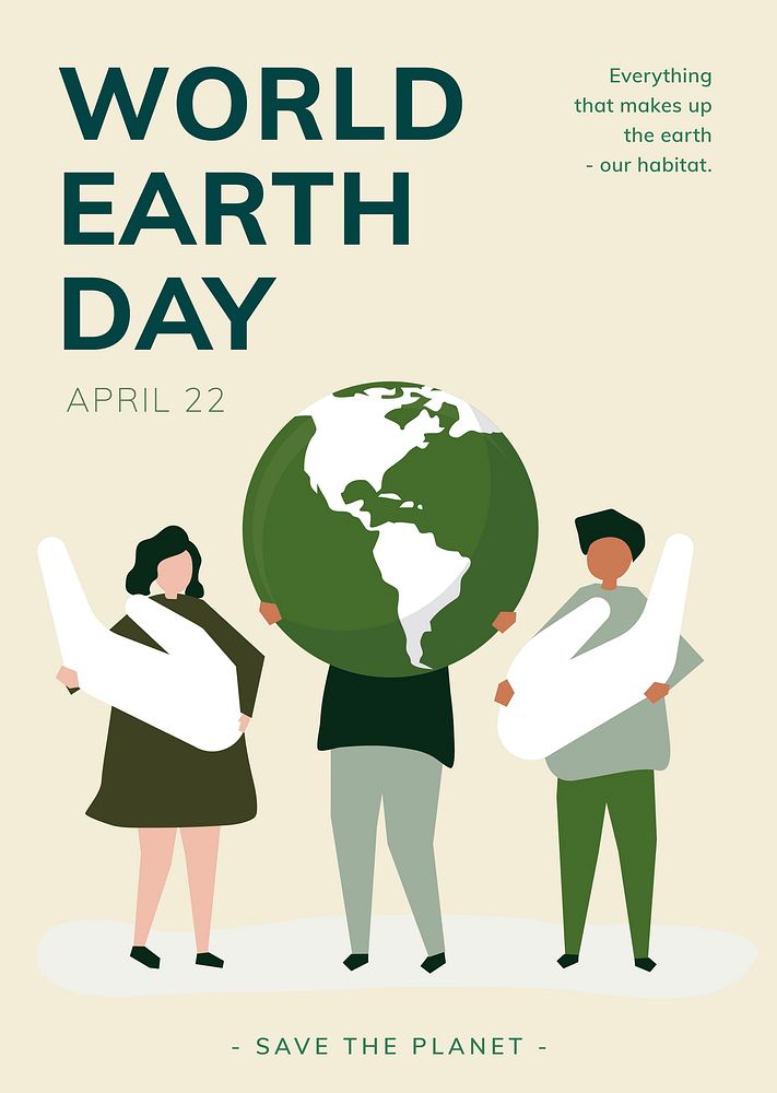 World earth day poster vector editable template