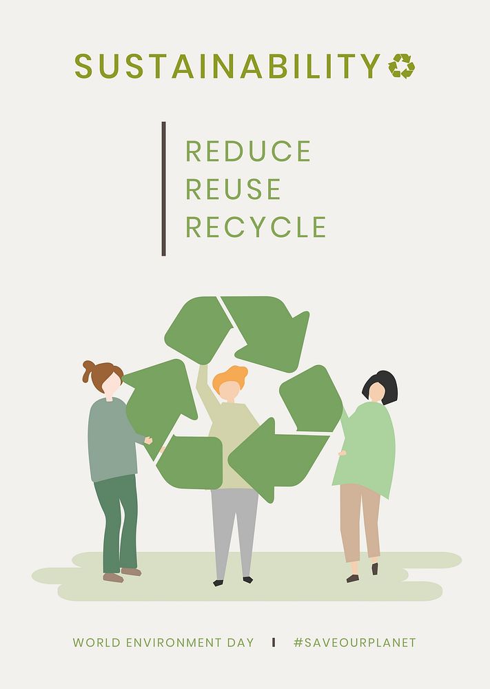 Reduce, reuse and recycle for world environment day display poster