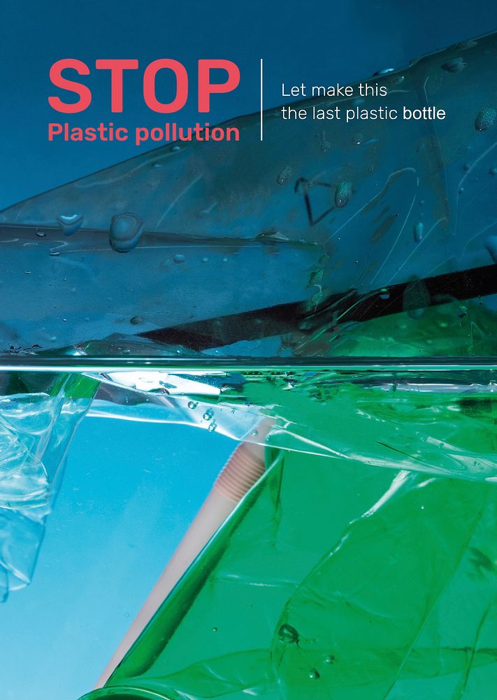 Plastic pollution editable template vector environment poster