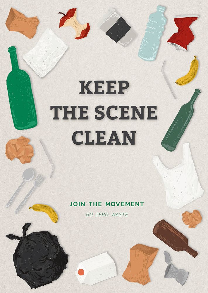 Keep the scene clean poster for go zero waste