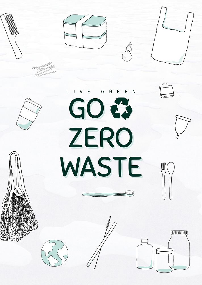 Live green poster zero waste lifestyle