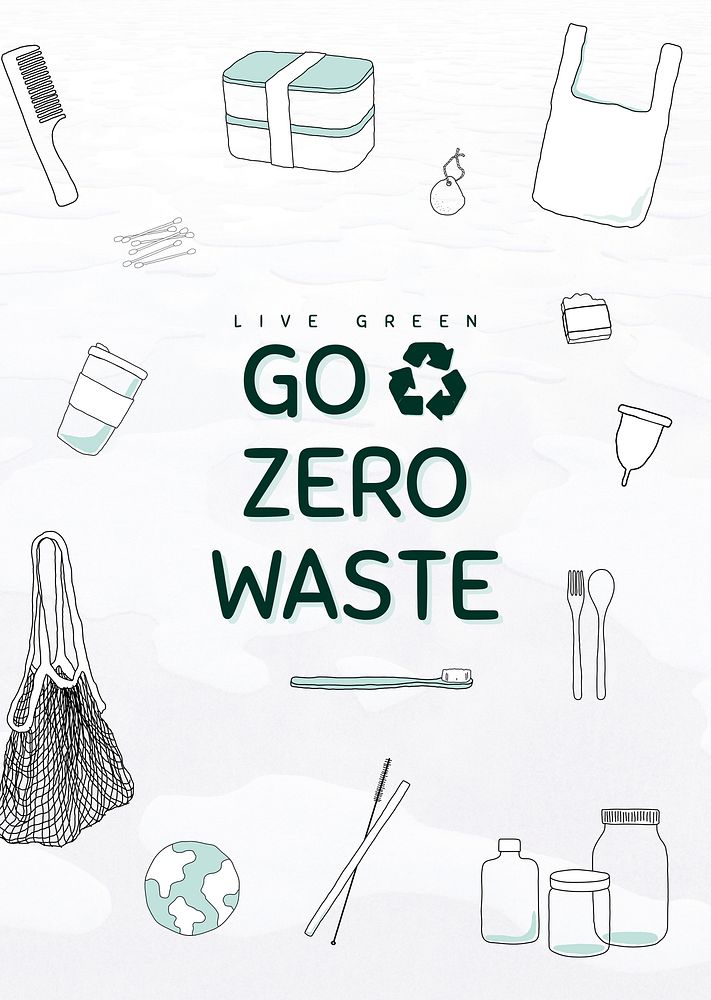 Go zero waste vector poster editable template