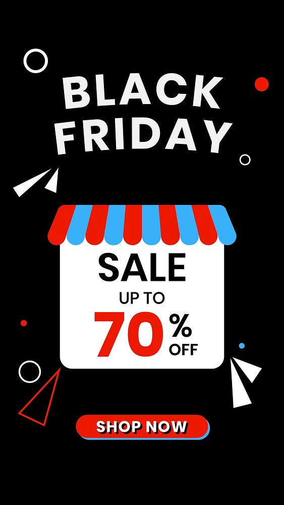 Black Friday 70% off vector store ad social banner template