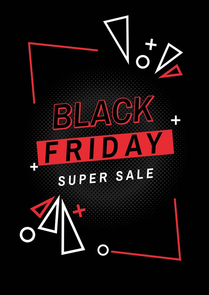 Red Black Friday vector super sale banner template