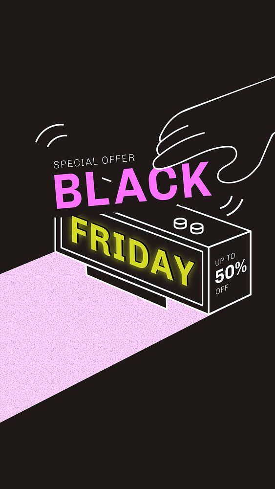 Black Friday 50% off vector pink sale announcement banner