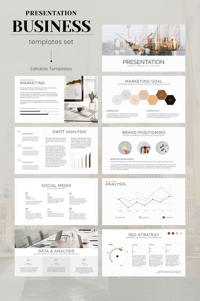 Professional business presentation psd editable template set