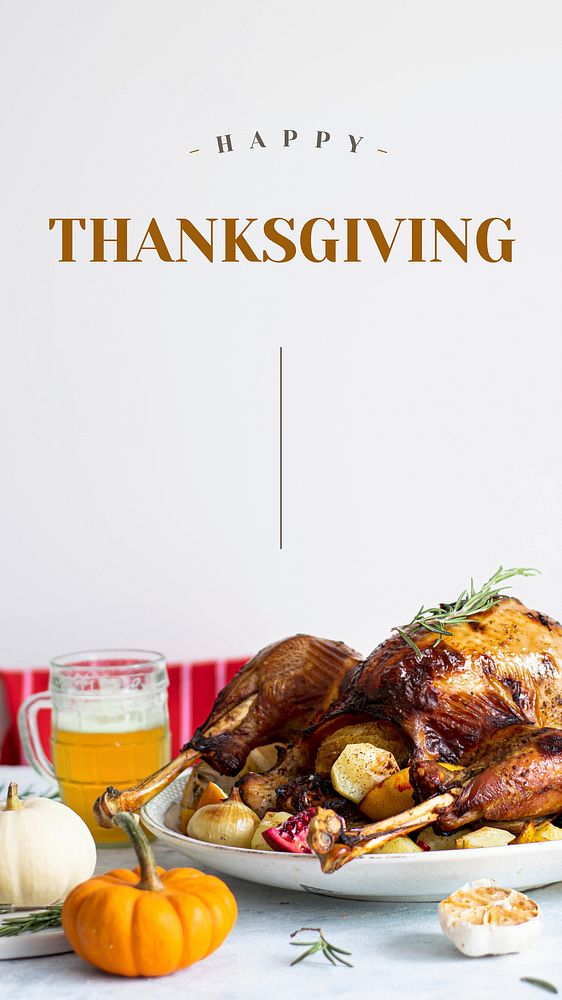 Thanksgiving dinner vector template social media story