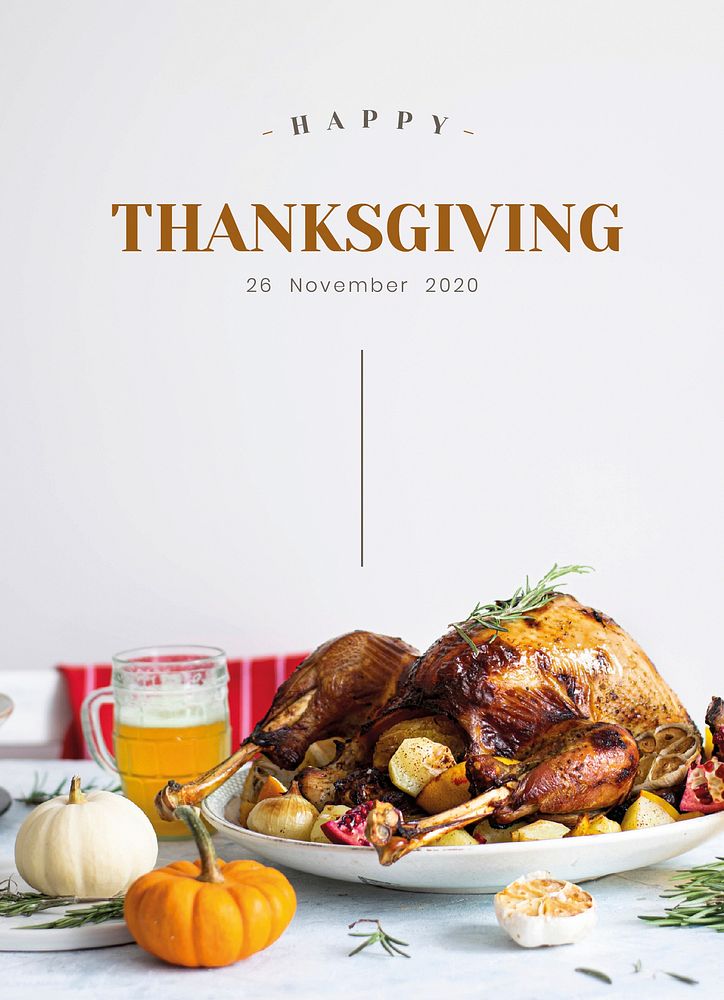 Happy Thanksgiving vector card template dinner invitation