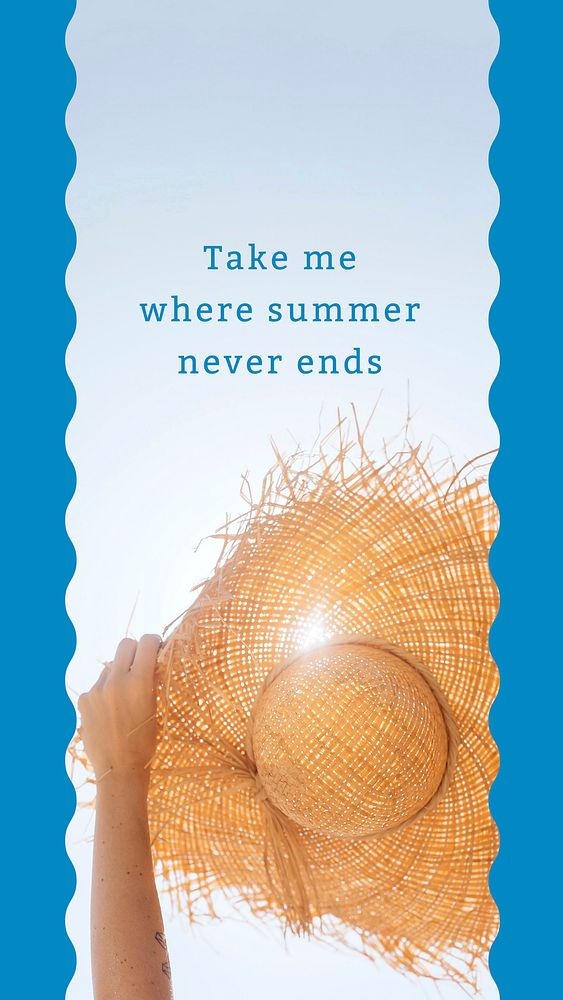 Editable summer template vector with straw hat background