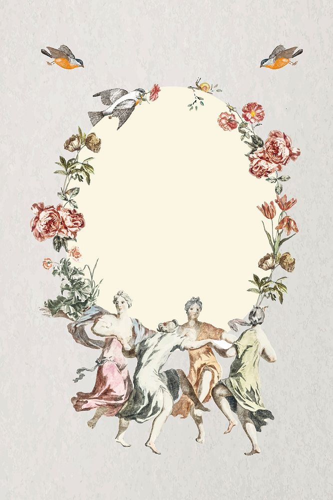 Vintage celebrate floral frame vector, remixed from public domain collection