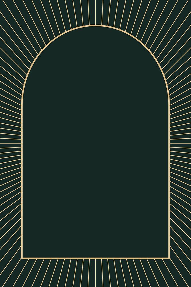 Gold art deco frame on dark green background